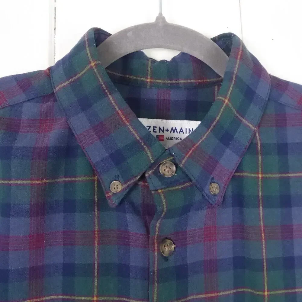 Mizzen and Main Shirt Men SZ L Trim Fit Flannel Button Down Casual MiUSA Classic